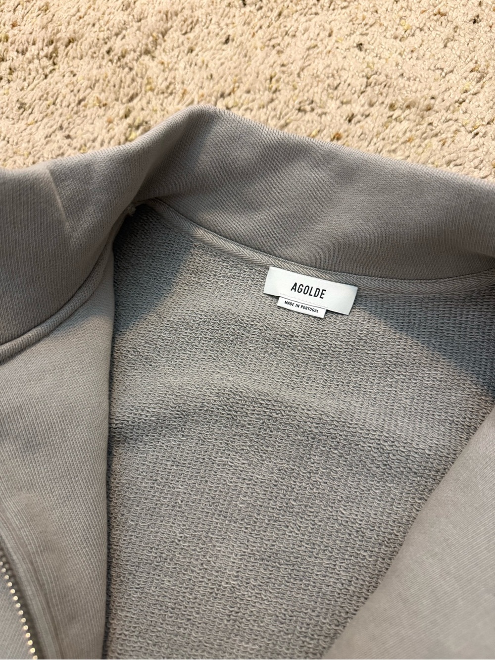 NWT AGOLDE Asta Oversize Cropped Bomber jacket Sweatshirt in Light Gray - Picture 5 of 7